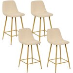 Lot de 4 tabourets de bar en velours c�tel� roka