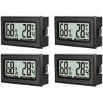 Lot de 4 thermom�tres hygrom�tres num�riques avec �cran lcd pour int�rieur, bureau, salon et cave � vin ...