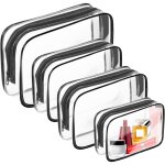 Lot de 4 trousses de toilette transparentes, trousses de maquillage de voyage portables avec fermeture ...