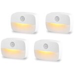 Lot de 4 veilleuses led dtecteur de mouvement - alimentes par piles - capteurs automatiques pour escalier ...