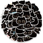 Lot de 40 autocollants chat noir de mer imperm�ables en vinyle color� pour bureau, ordinateur portable, ...