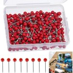 Lot de 400 punaises rouges pour tableau d'affichage, carte du monde, petites punaises, avec bo�te transparente ...