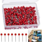 Lot de 400 punaises rouges pour tableau d'affichage, carte du monde, petites punaises, avec bote transparente ...