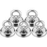 Lot de 5 aimants de p�che de levage, force de traction de 100 lb, aimants super puissants, grands aimants ...