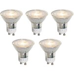 Luedd - lot de 5 ampoule led gu10 50mm  intensit variable transparentes 4, 5w 365lm 2700k
