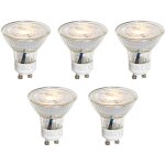 Luedd - lot de 5 ampoule led gu10 50mm  kelvins variables  3niveaux transparentes 4, 5w 380lm 2000 ...