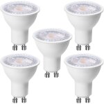 Lot de 5 ampoules led gu10 6 w (�quivalent � 60 w), blanc chaud 3000k 500 lumens, ampoule led gu10 120� ...