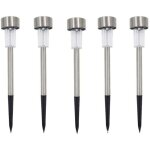 Lot de 5 bornes solaires � led lampes de jardin � planter?lumi�re blanche