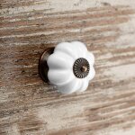 Lot de 5 boutons de meuble en porcelaine avec socle bruni � 39 mm blanc
