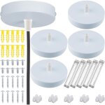 Lot de 5 cache lustre plafond, baldaquin de plafond blanc, 100 x 18mm rosace plafond cache fil, lampe ...