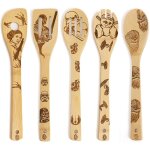 Lot 5 cuill�res bois br�l� bio star wars ? anti - adh�sives ? cadeau qualit� sup�rieure
