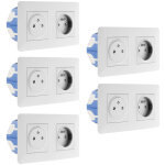 Zenitech - lot de 5 doubles prises 2p + t 16a livre avec bote d'encastrement - blanche - artezo