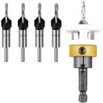 Lot de 5 forets coniques avec but�e de profondeur, foret � bois avec tige hexagonale 1 / 4 , en hss - ...