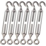 Lot de 5 m6 tendeur cable inox 6mm tendeur cloture crochet tendeur 304 en acier inoxydable r�glable tendeur ...