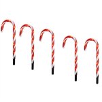 Lot de 5 marqueurs pour alles nol en forme canne  sucre 35, 6 cm, lumires d'extrieur avec blanches ...
