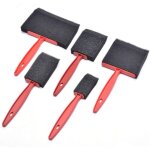 Lot de 5 pinceaux en mousse pour vernis, peintures, travaux manuels avec manches en bois, pour acryliques, ...