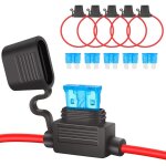 Lot de 5 porte - fusibles en ligne 12 v, porte - fusible �tanche 16 awg, fil de cuivre avec fusible 15 ...