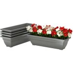 Lot de 5 pots � fleurs, jardini�res en plastique pour terrasse, jardin, balcon, 59 x 21 x 16 cm, gris ...