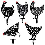 Lot de 5 poules r�alistes - d�coration de jardin - d�coration en forme de poulet - silhouette de cour ...