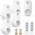 Lot de 5 prise programmable �lectrique, prise t�l�command�e sans fil avec 2 t�l�commandes 2 piles fournies, ...