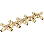 Lot de 5 raccords en croix en laiton � 4 voies pour tuyaux, connecteurs cannel�s pour air, eau, huile, ...
