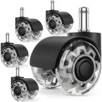 Lot de 5 roulettes chaise de bureau, 11 x 22 mm roulette chaise bureau, rotation 360 degrs sans rayures, ...