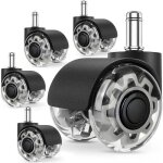 Lot de 5 roulettes chaise de bureau, 11 x 22 mm roulette chaise bureau, rotation � 360 degr�s sans rayures, ...