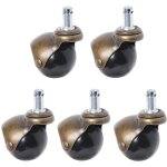 Lot de 5 roulettes pivotantes pour chaises bureau, rechange pieds pivotants chaise bois, caoutchouc, ...