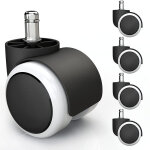 Lot de 5 roulettes pivotantes rechange pour chaise de bureau 11x22mm - blanc