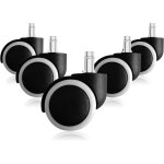 Lot de 5 roulettes de rechange pour chaise de bureau ? tige 11 mm ? roues 50 mm ? bord blanc
