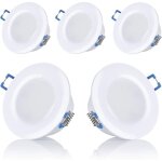 Lot de 5 spots led, encastrables, pour salle de bain, ip44, 230 v, ultra plats, 5 w, disponibles en blanc ...