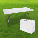 Lot de 5 tables de jardin pliantes 180 cm rectangulaire blanche - table de camping 8 personnes l180 x ...