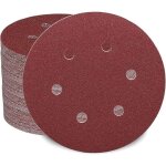 Lot de 50 disques abrasifs de pour ponceuse excentrique grain 80, papier abrasif de 150 mm, 6 trous, ...