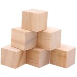 Lot de 50 petits cubes artisanaux en bois de couleur naturelle, blocs carrs en bois  coupe prcise ...