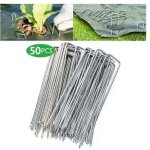Lot de 50 piquets de fixation en acier galvanis� pour b�che anti - mauvaises herbes - 200x40mm - �2, ...