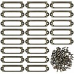 Lot de 50 porte - �tiquettes en m�tal avec vis pour meubles, tiroirs, armoires, cartes, plaques de nom ...