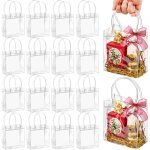 Lot de 50 sacs cadeaux en plastique transparent avec poign�es, r�utilisables et transparents en pvc pour ...