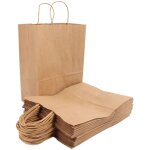 Lot de 50 sacs en papier kraft avec poign�es, r�utilisables et portables, pour le shopping et l'emballage ...