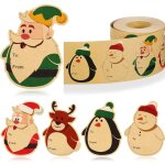 Lot de 500 tiquettes autocollantes de nol en papier kraft, motif bonhomme de neige mignon, avec tiquettes ...
