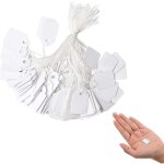 Lot de 500 �tiquettes de prix, �tiquettes blanches avec ficelle pour affichage de bijoux, billets, cadeaux, ...