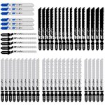 Lot 52 lames de scie sauteuse - acier haute teneur carbone - 10 mod�les - pour bois, plastique, m�tal ...