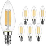 Lot de 6 ampoule filament bougie vintage led e14, 4w ampoule led �quivalent incandescente 40w, e14 ampoules ...