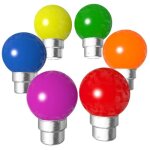 Lot de 6 ampoules pour guirlande led culot b22 incassable - bleu jaune orange rouge vert rose