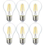 Lot de 6 ampoules led culot edison � vis e27 4 w (�quivalent 40 w) filament transparent intensit� non ...