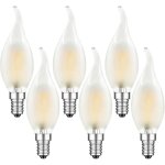 Lot de 6 ampoule led e14 filament 4w forme de la flamme blanc chaud 2700k vintage en forme de bougie ...