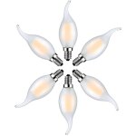 Lot de 6 ampoules led effet flamme e14, 4 w, blanc chaud, 2700 k, ampoules � filament pour lustres, verre ...
