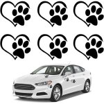 Lot de 6 autocollant voiture, avec empreintes de pattes de chien, stickers voiture, autocollants d'amour, ...