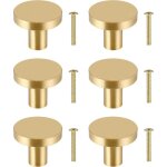 Lot de 6 boutons de placard ronds en laiton massif, pour tiroir, armoire, porte d'armoire dor�e, avec ...
