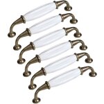 Lot de 6 boutons de porte en c�ramique 128mm ? poign�e de meuble moderne ? installation facile avec vis ...