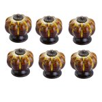 Lot de 6 boutons de tiroir forme citrouille poign�es meuble en c�ramique antiques pour placard armoire ...